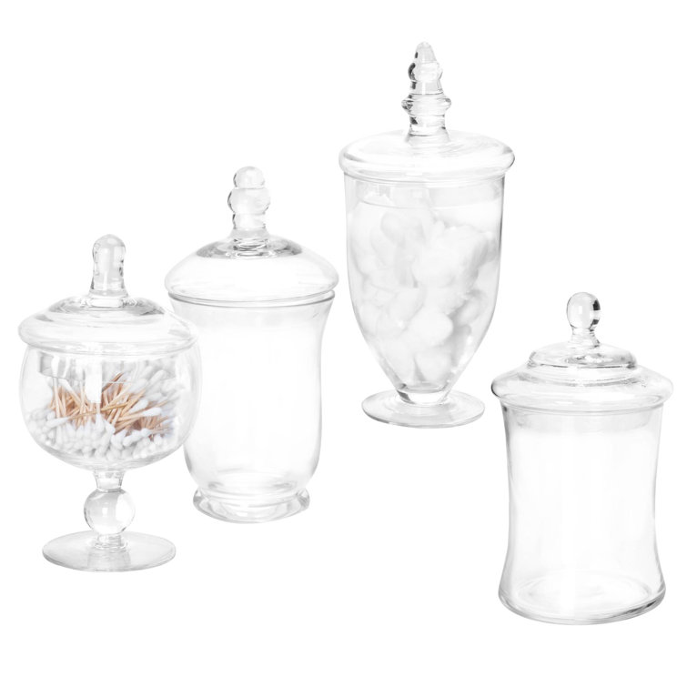 Astoria Grand Hillegier 4 Piece Glass Bathroom Storage Container